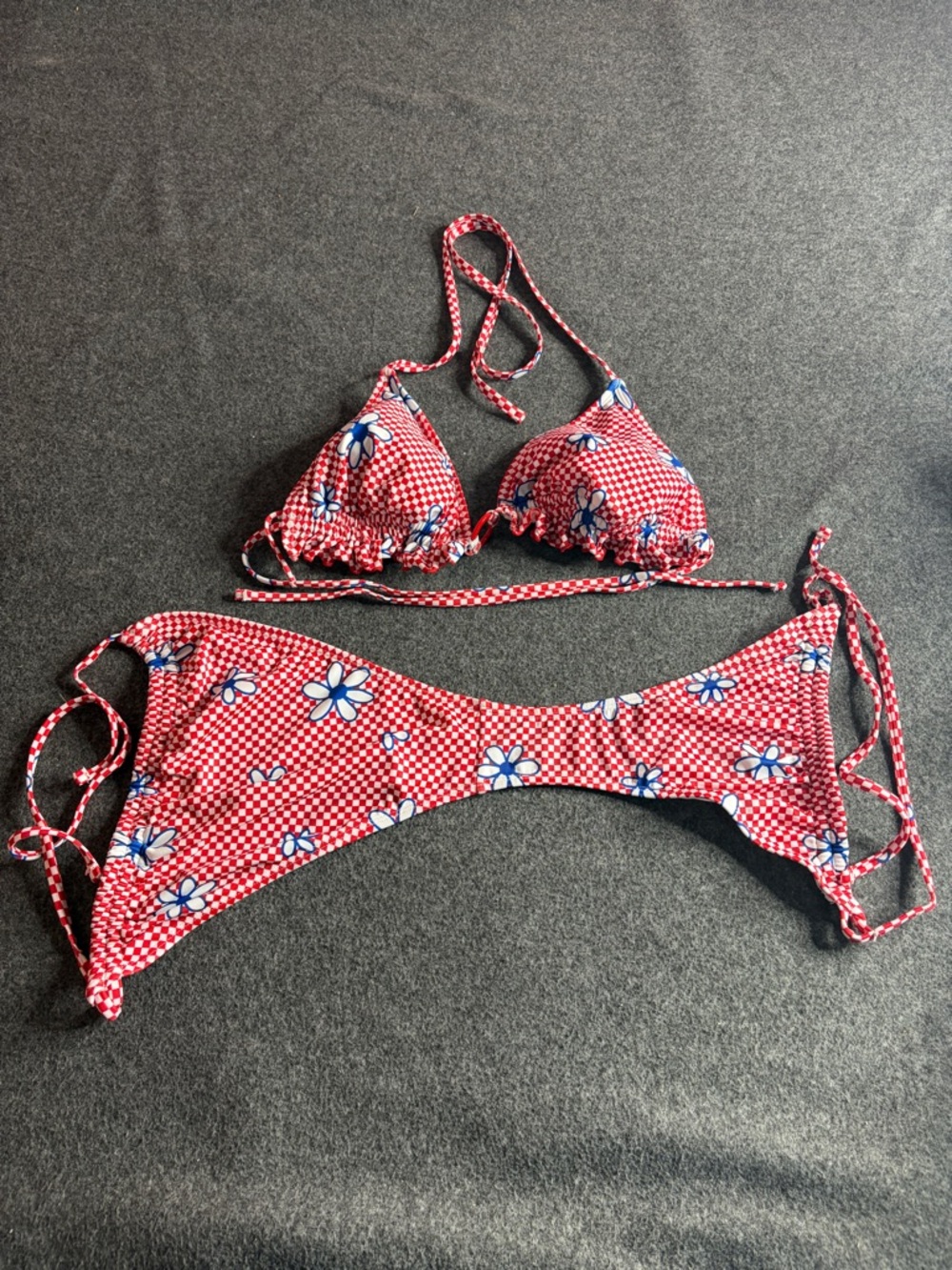 Nautica Red, White & Blue Gingham Floral Bikini Bottoms